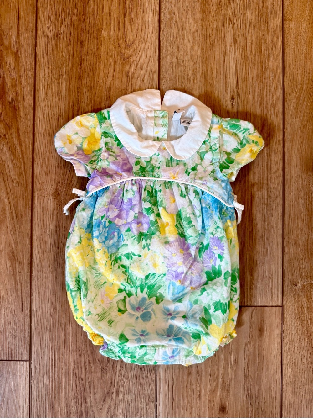 Janie and Jack Floral Peter Pan Collar Bubble Romper – 3–6M